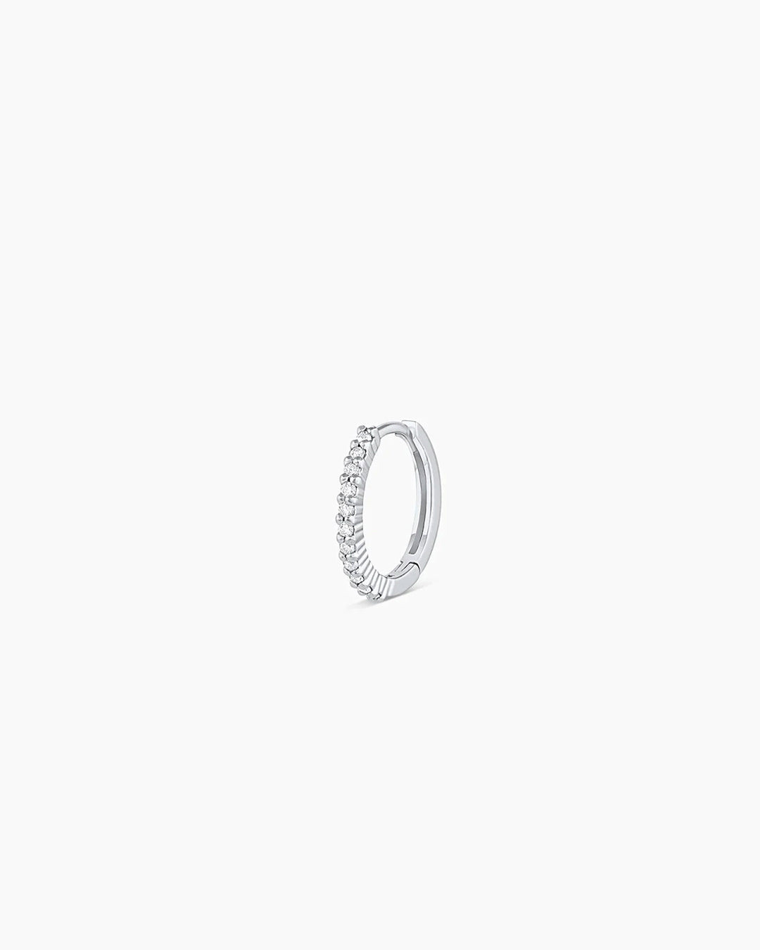 14k White Gold Diamond Pavé Single Huggie