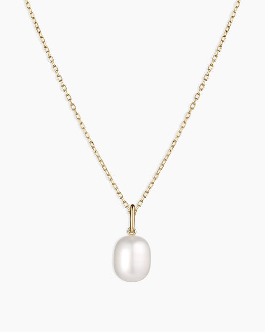 14k Gold Pearl Charm Necklace