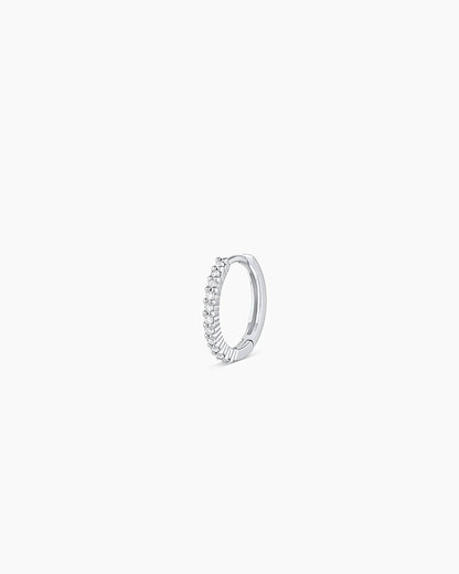 14k White Gold Diamond Pavé Single Huggie