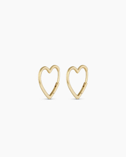 14k Gold Open Heart Huggies