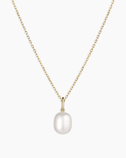 14k Gold Pearl Charm Necklace