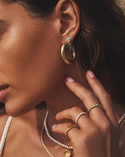 Turquoise Capri Chain Huggies