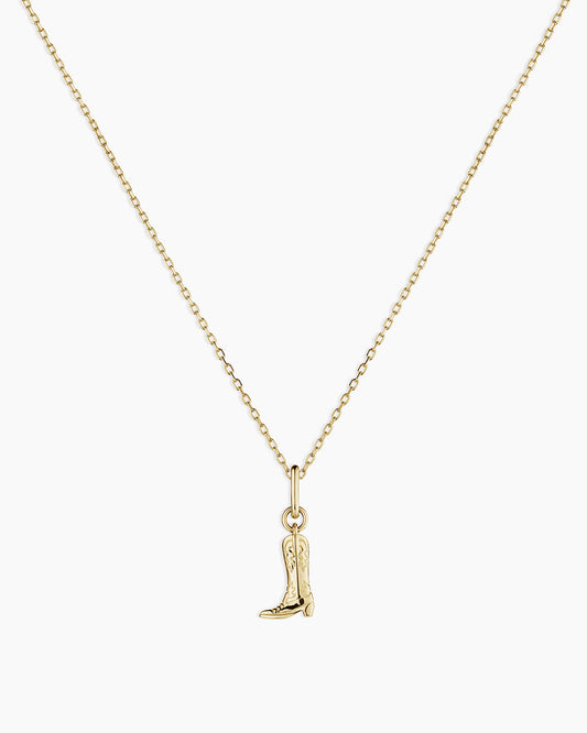 14k Gold Cowboy Boot Charm Necklace
